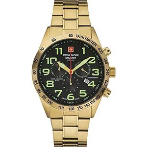 Swiss Alpine Military 7047.9 Herenhorloge, chronograaf, analoog, kwarts, roestvrij staal, goud/goud/zwart - 9114sam, armband