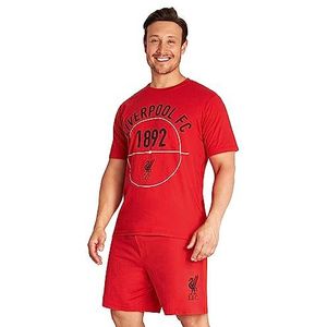 Liverpool F.C. Herenpyjama Set Zomer Nachtkleding Shorts T-shirt Pyjama voor mannen Tieners LFC Reds PJ's 100% katoen Lounge Wear Zacht ademend Maat S-3XL Liverpool Cadeaus voor mannen (rood, 3XL)