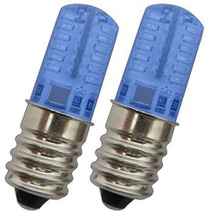 2 stuks E14 LED-lamp 1,5/2,0 Watt blauw/blauw licht voor de koelkast/lampen en nog veel meer - E14/SES lamp koelkast gloeilamp vervanging (E14 1,5W glas) (uitvoering, 2W siliconen)
