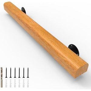 Houten trapleuningen, witte leuningen, antislip leuningen for binnen, zoldertrapdecoratie, gangsteunstangen, wandleuning met installatieset.(220cm/7.2ft/86.6in)