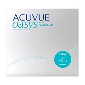 ACUVUE Oasys 1-Day daglenzen helpen het gevoel van vermoeide en droge ogen te verminderen, dagelijkse contactlenzen met -7 dpt en BC 9, uv-bescherming en comfortabel draaggevoel, 90 lenzen