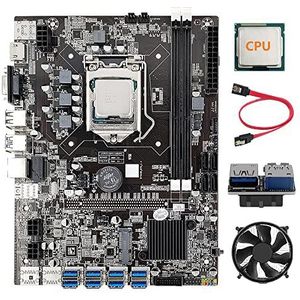 AMIUHOUN B75 8 Card BTC Mijnbouw Moederbord+CPU+Fan+USB3.0 19-pins Adapter+-kabel 8 USB3.0 (PCIE) GPU Slot LGA1155 DDR3 SATA3.0