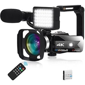 Digitale camera, Video Camera Digital Vlogging Camera Camcorder 4K Webcam Ir Nachtzicht UHD 56MP 16X Digital Zoom Touch Screen Built-in Beauty Fill Light