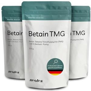 neotes - Betain TMG-poeder - 3 x 150 g - Premium Kwaliteit - Veganistisch - Laboratorium Getest