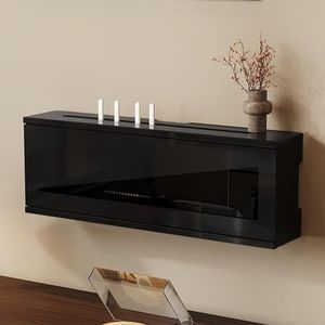 XCLOOZGL Houten Router Opslagdoos Groot Modern Stijl Kabelbeheer Zwarte Routerplank Wifi Router Opbergdoos Wandmontage of Bureau Modemorganizer Voor Thuis En Kantoor,Blacka,70X11X21CM