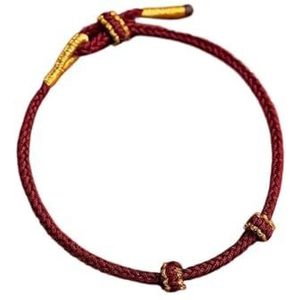 Handgeweven maat aanpassen DIY rode draad armbanden volwassen vintage geluk touw armband armbanden geschikt for camping feestartikelen familie sieraden(Color:Wine red)