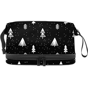 Dubbele Laag Cosmetische Tas Kerstboom Draagbare Make-up Tas Reizen Organizer Pouch voor Vrouwen Meisjes Toiletartikelen Tassen, Meerkleurig, 27x15x14 cm/10.6x5.9x5.5 in, Make-up zakje
