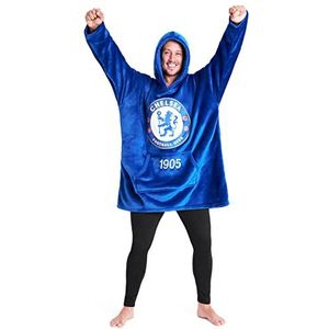 Chelsea FC Oversized hoodiedeken voor heren, voetbalcadeau voor heren (blauw), Blauw, One size