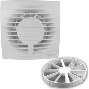 VONLIS® Badkamerventilator, ventilator, inbouwdiepte 50 mm, kort, Ø 100 mm, naloop/timer, ja