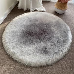 DUDUQZC Ronde pluizige grijze vloerkleden voor slaapkamer woonkamer kinderkamer, onderkant antislip wasbaar tapijt, moderne Shaggy Premium grote deken (Color : H, Size : 110 * 110CM)