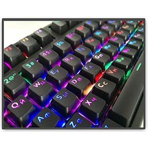 Toetsendoppen voor mechanisch toetsenbord compatibel voor Cherry MX Verlichting Russisch/Koreaanse Pudding Key Caps Backlit Led Lighting Keycaps voor OEM-profiel (totaal 104 Keycaps) (Zwart-Russisch)