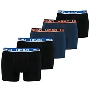 HEAD Boxershorts voor heren, 5 stuks, basic broek, ondergoed, kleur: zwart/blauw, kledingmaat: M, zwart blauw