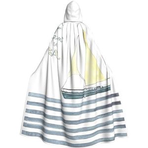 MDATT Words Stripes Yacht Hooded Cloak - Perfect voor Halloween en Cosplay, halloweencadeau, unisex!