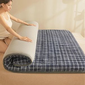 Japanse Vloermat voor Kinderen, Zachte Futon, Oprolbaar Slaapmatje, Tatami Mat, Ademend Gastbed van Katoen voor Kamperen(Gray,100x200cm)