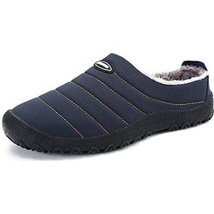 SMajong Winter Heren Slippers Warm Womens Waterdichte Slip op Schoenen Bont Gevoerd Thuis Schoenen Slippers Anti-Slip Outdoor Wandelschoenen Maat