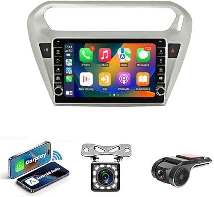 Android 14 Auto Stereo MP5 Player 9'' Screen Autoradio Voor Peugeot 301/Citroen Elysee 2013-2018 Car-play Android Auto GPS-navigatie Bluetooth RDS FM AM DAB+ Radio Stuurbediening Voice Control(NF-1 4C