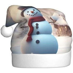 SSIMOO Vrolijk kerstfeest schattige sneeuwpop pluche kerstmuts voor volwassenen, feestelijke feesthoed, ideaal feestaccessoire voor bijeenkomsten