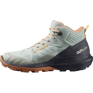 SALOMON Outpulse Mid Gore-tex wandellaarzen voor dames, trailloopschoen, Smeedijzer Ebony Blazing Orange, 42 EU