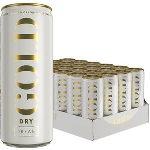 Frisdrank Gold Dry Dream Tray 24 Blikken - 250ML - 24 x 250ML - Koolzuurhoudende Frisdrank - Gezonder alternatief zonder Kcal en Suikers