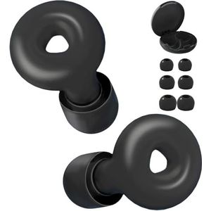 Mauepersu Oordopjes om te slapen, zachte, herbruikbare siliconen gehoorbescherming + 8 opzetstukken in S/M/L, geluidsreductie SNR 24 dB en NRR 14, ook voor reizen en concentratie (zwart)