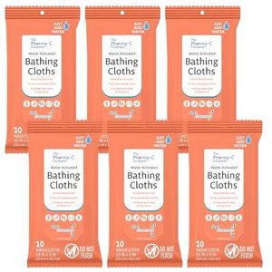 Pharma-C-Wipes Watergeactiveerde baddoeken, spoelvrij, dikke, voorbehandelde washandjes (4 verpakkingen van 10 doekjes, 40 totale doekjes)