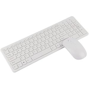 2.4G Draadloze Toetsenbord-muiscombinatie, toetsenbord- en Muiskit Zonder Vertraging, 10 M Verbindingsafstand Hoge Gevoeligheid voor Kantoorspel (Wit)