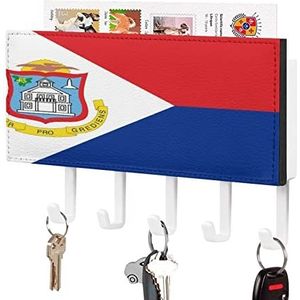 Vlag van Sint Maarten Sleutelhaken Wandmontage Mail Organizer Zelfklevende Sleutelhanger voor Hal Entryway Keuken Badkamer