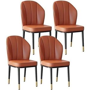 EdNey Grijze eetkamerstoelen, moderne eetkamerstoelen set van 4, koolstofstaal metalen poten voor toonbank lounge woonkamer receptie stoel, stoelen voor eetkamer (kleur: oranje)