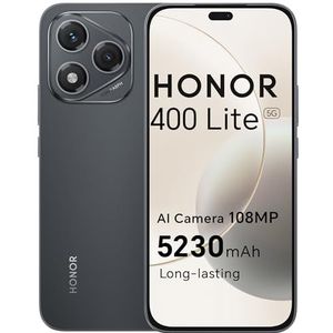 HONOR 400 Lite Smartphone 5G Dual SIM NFC, 8 GB RAM, 256 GB geheugen, 108 MP met AI-knop, telefoon Android 15, 6,7 inch AMOLED Eye-Care Display, 5230 mAh, IP65 & SGS, Velvet Black [Italiaanse versie]