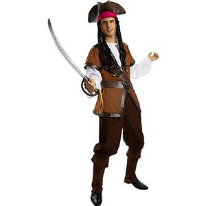 Funidelia | Piraten kostuum - Caribische Collectie voor mannen ▶ Zeerover, Boekanier - Kostuum voor Volwassenen, Accessoire verkleedkleding en rekwisieten voor Halloween, carnaval & feesten - Maat XL - Bruin