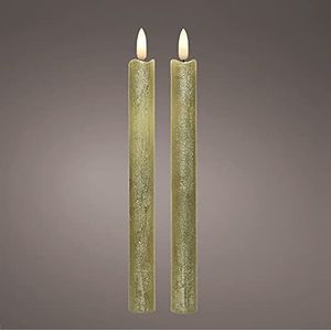 Lumineo LED Dinerkaarsen - 2 stuks - goudkleurig - glitter - 24 cm