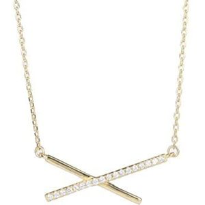 S925 sterling zilveren ketting Japanse en Koreaanse stijl Coole stijl met diamanten ingelegde kruisketting Dames Eenvoudige sleutelbeenketting Zilver