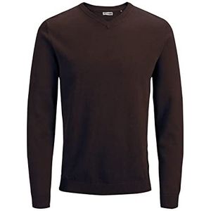 JACK & JONES gebreide herentrui met V-hals, bruin (mulch), XXL