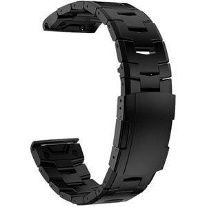 Jeniko Titanium horlogeband QuickFit 26 mm compatibel met Garmin Fenix ​​7X 7 6 6X Pro 5X Plus Mk2 metalen band 22 mm Epix Gen 2 MARQ 955 D2 G1 armband (Color : Black, Size : QuickFit 22mm)