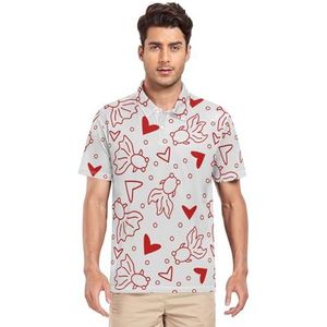 LI ZHI XIN Heren poloshirt korte mouwen werk T-shirt zomer top klassieke kraag sweatshirt met 2 knopen voor golf tennis outdoor sport schattig goudvis patroon, Meerkleurig, S