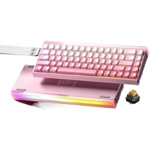 QPSJXN Gamer aanpasbaar RGB bedraad mechanisch toetsenbord met Hero 68he Magnetic Switch Rapid Trigger en 8K Return -compatibiliteit (Pink Side Engraved)