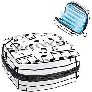 Maandverband Opbergtas,Draagbare maandverband Opbergzak,Muzieknotities op lijnweegschalen, Meerkleurig, 4.7x6.6x6.6 in/12x17x17 cm