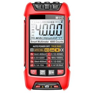 QAVLXIE Digitale multimeter 4000 telt spanningsstroommeter Volt Amp Ohm Meter NCV-diode Weerstand Frequentie Tester (Rood)
