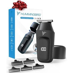 Hummingbird MK1 Compacte trimmer - draagbare elektrische baard- en lichaamshaartrimmer voor mannen, draadloze USB-C oplaadbare, gezichts- en lichaamscrème, reisscheerapparaat, reistas, geweldige