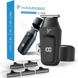 Hummingbird MK1 Compacte trimmer - draagbare elektrische baard- en lichaamshaartrimmer voor mannen, draadloze USB-C oplaadbare, gezichts- en lichaamscrème, reisscheerapparaat, reistas, geweldige