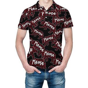 Mama Bear geruite herenshirt met korte mouwen, golfshirt, normale pasvorm, tennisshirt, casual business tops