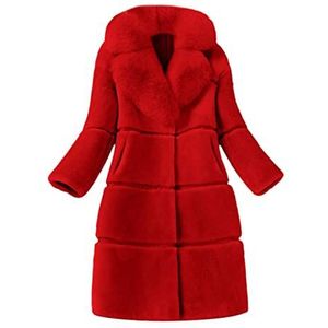 Kanpola - Imitatiebont Jas - Rood - Dames - Lange Bontjas - Winter