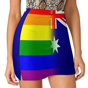 LGBT Pride Australië Vlag Dames Skorts Hoge Taille Tennisrok Gelaagde Korte Mini Rok Culottes Skorts Met Zakken 2XL