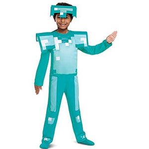 Disguise Officieel Minecraft Diamond Armour-kostuum Minecraft-kostuum voor jongens, kinderen, carnaval, carnaval, Halloween, verjaardag, Kerstmis, M