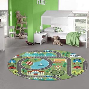 Teppich-Traum Speeltapijt voor kinderen stadslandschap - reuzenrad bergen - groen maat 160 cm rond