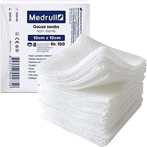 Medrull Niet-steriele wondkussens katoen 8-laags kompressen 10x10 cm100 stuks gaasdoekjes niet-steriel