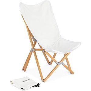 Navaris houten klapstoel met draagtas - Draagbare stoel voor kamperen, festivals, strand en vissen - Inklapbaar - Beige