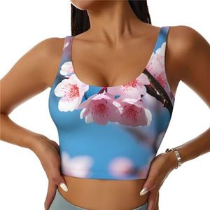 Roze Kersenbloesem Print Comfortabele Vrouwen Sport Vest Yoga Workout Vest Voor Vrouwen Lichtgewicht Zomer, Zwart, S