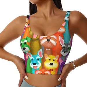 Olie Leuke Schnauzer Honden Print Comfortabele Vrouwen Sport Vest Yoga Workout Vest Voor Vrouwen Lichtgewicht Zomer, Zwart, S