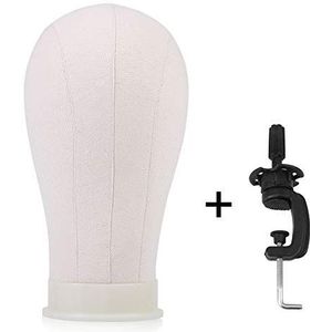 Wakects Oefenhoofd, salon, cosmetica, kapper, canvas hoofd, pruik voor het maken van etalagepop, voor het weergeven van hoeden of pruiken (55 cm)